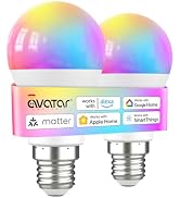 Matter Smart Bulb 2 Pack, 9W Color Changing LED Light Bulbs Adjustable White Compatible with Alex...
