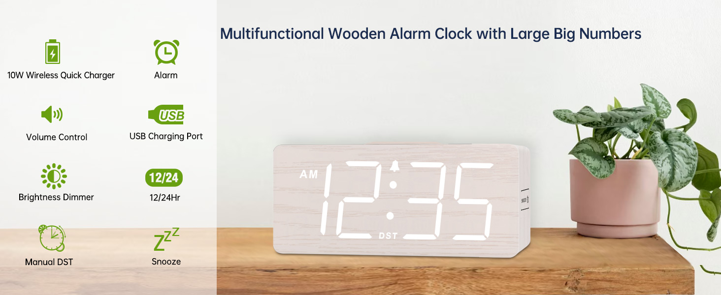 wooden alarm clock