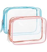 WantGor Clear Makeup Pouch 2 Pack TSA Approved Cosmetic Bag Organizer Small Makeup Bags Case Trav...