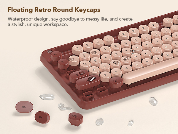 Wine Red Wireless Keyboard with Floating Retro Round Keycaps