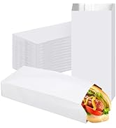 EUSOAR Aluminum Foil Hot Dog Bags, 200pcs 3.5"x9.5"x1.6" White Grease Resistant Bag Pouch, Dispos...