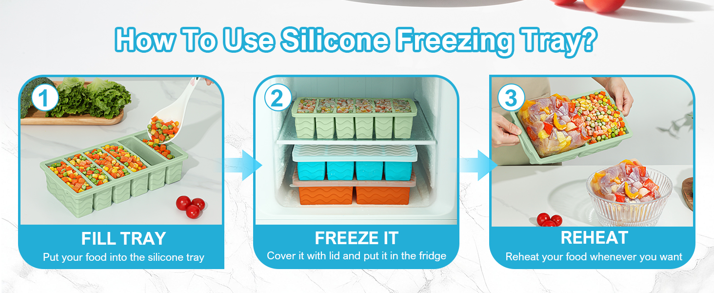 3-Pack Silicone Freezer Trays with Lid