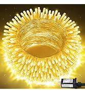 JMEXSUSS 33ft 100 LED Warm White Christmas Lights Indoor, 8 Modes Clear Wire String Lights Indoor...