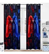 PERFEMET Boys Game Curtains for Bedroom 2 Panels Colorful Video Gamer Controller Kids Blackout Cu...