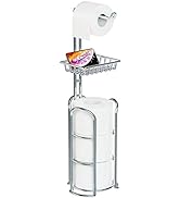 Toilet Paper Holder Stand with Reserve and Dispenser for 4 Mega Rolls, Bathroom Freestanding Toil...