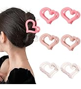 Ufgin 6 Pcs Heart Nonslip Hair Jaw Clips - Cute Hair Styling Accessories for Women's Thin or Thic...