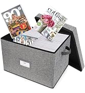 Lukeline Magazine Storage Box,Collapsible Fabric Magazine Holder with Handles, Stackable Magazine...