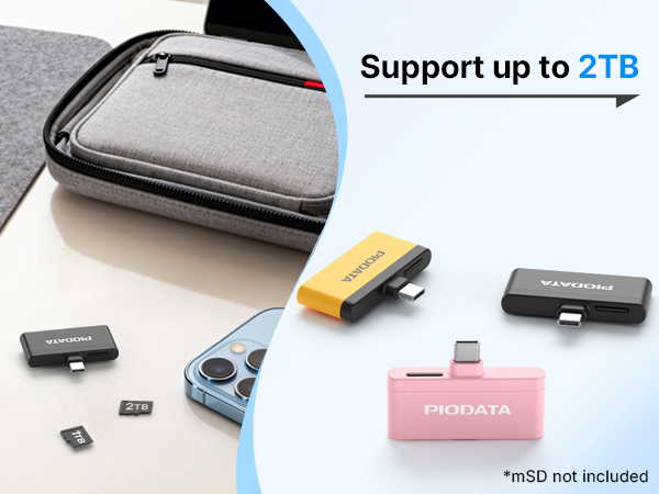 iXflash Q is so light and compact, perfect OTG (On The Go) device, add a microSD card, up to 2TB