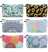 MAGEFY Makeup Bag 6 Styles Portable Travel Cosmetic Bag for Women Flower Patterns Zipper Pouch Sl...
