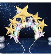 JEAIRTS Light Up Star Headband Gold Five-pointed Hair Hoop Led Bride Bachelorette Party Hair Acce...