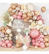 Dusty Pink Balloons Arch Kit, 108 Pcs Blush Pink Garland with Double Stuffed White Apricot Latex ...