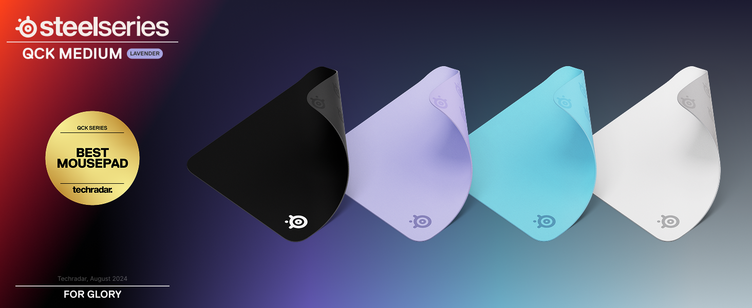 SteelSeries QcK Mousepads in Black, Lavender, Aqua, and White
