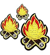 U-Sky Cool Campfire Flame Iron on Patches for Girl Scout, 3pcs Camping Fire Embroidery Appliques ...