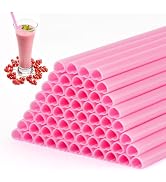 60 PCS Heart Shaped Straws, Disposable Cute Plastic Straws, Individually Wrapped for Wedding Birt...