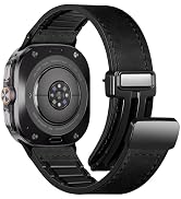 Charlam Magnetic Leather Bands Compatible with Samsung Galaxy Watch Ultra Bands 47mm(2025/2024), ...