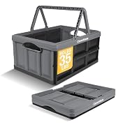 CleverMade Collapsible Shopping Basket 32L – Folding Grocery Basket with Handles, Stackable Reusa...