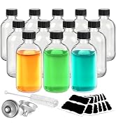 12 Pack 2 oz Small Glass Boston Round Bottles with Lids for Ginger Shots | Leakproof, 60ml, For G...