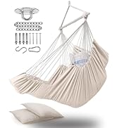 ADVOKAIR Hanging Hammock Chair Large Swing Chair with Foot Rest and Hardware,Max 500lbs,Steel Spr...