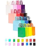 qiqee 32-Packs Rainbow Paper Gift Bags with Handles Bulk 8.26"×6"×3.15" 16 Different Color Gift B...