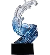 XYQXYQ Modern Abstract Decorative Wave Statue, Blue Abstract Art Home Decor,Crystal Ball Art Wave...