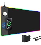 TopMade RGB Gaming Mouse Pad with 15W Wireless Charging, Ultra-Smooth Surface, Non-Slip Rubber Ba...