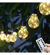 Janchs 14ft Battery Operated 20 Hanging Bulb 100 LED String Lights, Vintage Commercial Battery Ou...