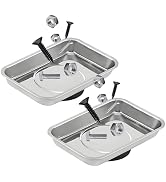 VCYOPN 2 PCS Magnetic Tray Holders, Stainless Steel 3.6"x2.5" Rectangle Trays Metal Parts Holder ...