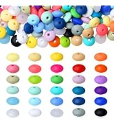 NUKAYAI 200Pcs Silicone Lentil Beads, 30 Colors 12mm Silicone Abacus Beads for Keychain Making Fo...