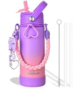 18oz Ceramic-Lined Kids Water Bottle, Insulated Water Bottle kids School | Stainless Steel, Leak-...