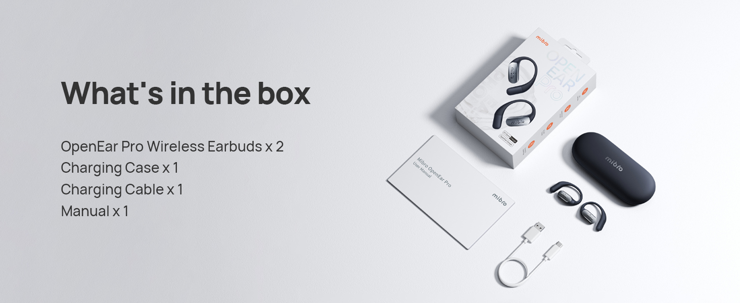 Text reads 'What's in the box'. Product setup guide or instruction manual showing numbered steps and illustrated diagrams on a gray background.
