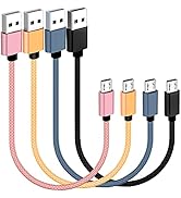 SUMPK Short Micro USB Cable 4 Pack 8 Inch, USB 2.0 A-Male to Micro B Nylon Braided High Speed Cha...