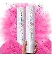 PrimePure Gender Reveal Confetti Cannon - Biodegradable Powder Party Poppers - Pink, 2 Pack - Bab...