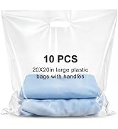 Maitys 10 Pcs 20"x 20" Clear Plastic Bags with Handles Large Merchandise Shopping Bags for Small ...