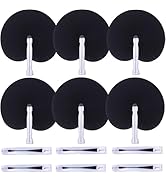 Bestage 12 Packs Decorative Paper Folding Hand Fans Handheld,Black Round Foldable Wedding Fans Ch...