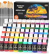 Acrylic Paint, Shuttle Art 50 Colors Acrylic Paint Set, 2oz/60ml Bottles, Rich Pigmented, Water P...