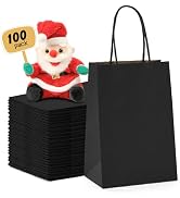 METRONIC Gift Bags 5.25 x 3.75 x 8 Inch 100 Pack Black Paper bags | Small Paper Bags with Handles...
