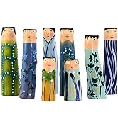 8pcs Spring Bud Vases, Bohemian Family Resin Vase Boho Cute Home Decor, Character Face Vase Flowe...