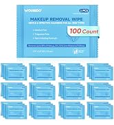 WOUSEDO 100 Count Makeup Remover Wipes, Bulk Gentle Cleansing Facial Towelettes, Individually Wra...