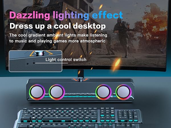 Computer speakers with RGB lighting, which can be turned off