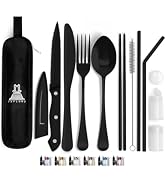 Taplord Portable Travel Silverware Set With Case, Includes 10 Pcs of Travel Utensils With Case, S...