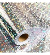 Flyhill Sliver Wrapping Paper with Gridlines-17inch*32.8ft(46.8sqft-Holographic Foil Wrapping Pap...
