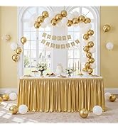 Htper 11FTGold Table Skirt Glitter Tablecloth, Wrinkle Free Gold Sequin Table Cloths, Floor-Lengt...