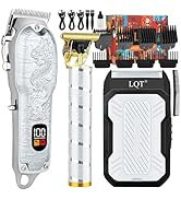 Professional Hair Clippers for Men, Cordless 3-in-1 Hair & Beard Trimmer Set, Adjustable Lever, W...