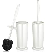Toilet Bowl Brush Holder Set: 2 Pack Modern Deep Cleaning Bathroom Toilet Scrubber with Caddy for...