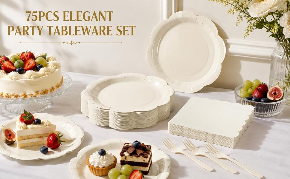 Ivory Paper Plates and Napkins