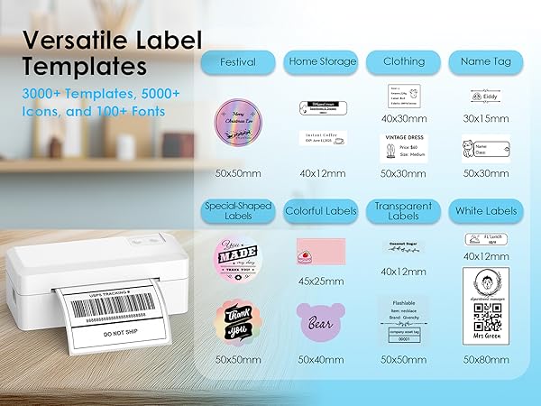 Bluetooth Thermal Shipping Label Printer, 4x6 Wireless Thermal Address Label