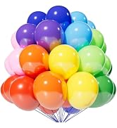 KAWKALSH 120 Rainbow Balloon Set 12 Inches, Assorted Color Latex Balloons Made With Strong Multic...