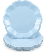NatNarr 30pcs Light Blue Plates,9inch Scalloped Blue Dessert Dinner Plates Cute Disposable Party ...