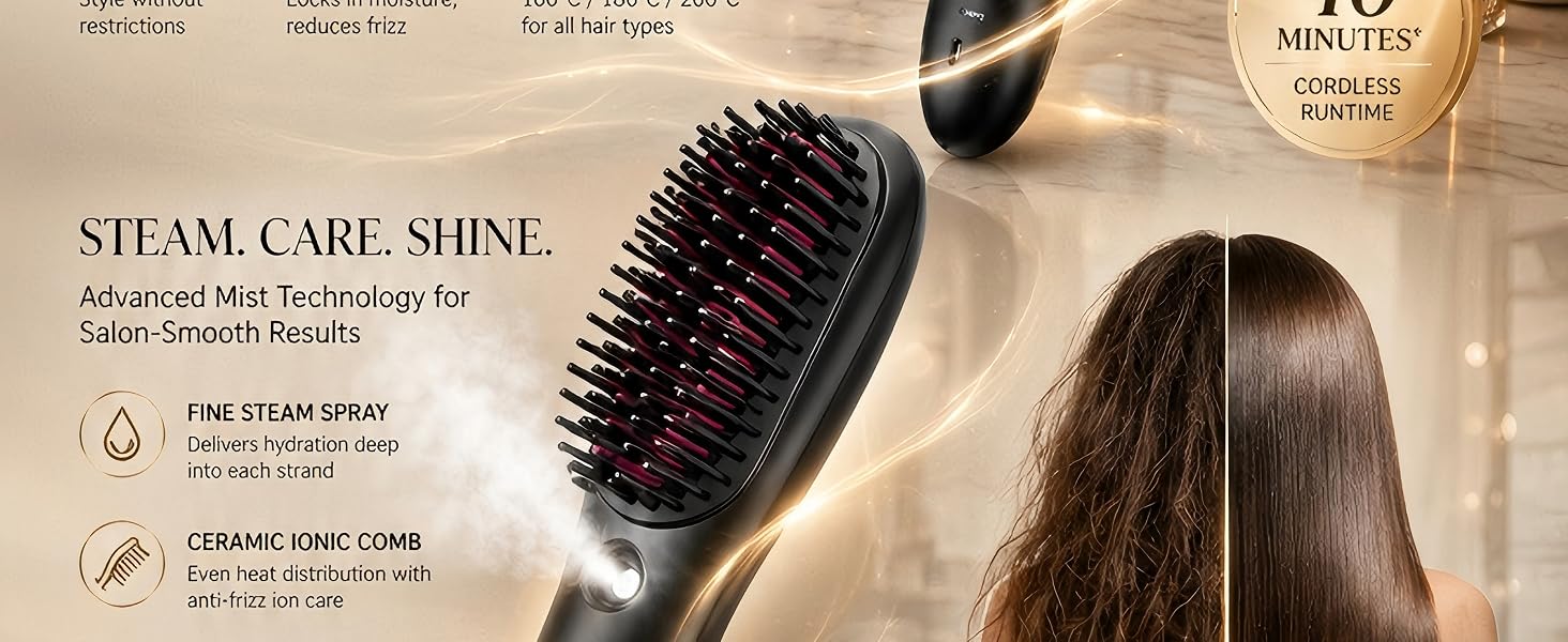 Cordless Steam Mist Straightening Comb