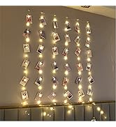 ZSJWL 3.3×5ft Short Curtain Lights with 8 Hook for Small Windows, 96 LED Warm White Photo Clips S...